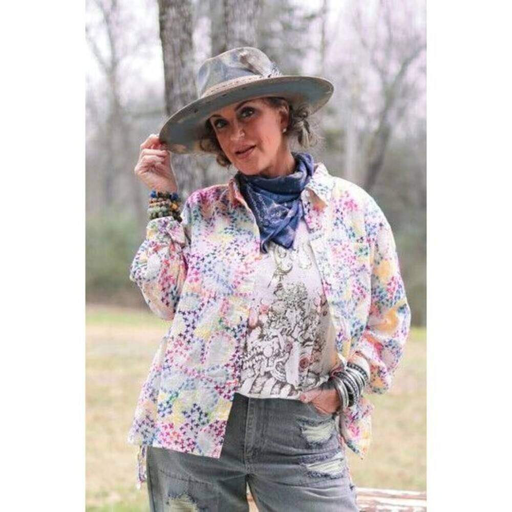 Jaded Gypsy Splash Of Color Embroidered Top - Sunshine